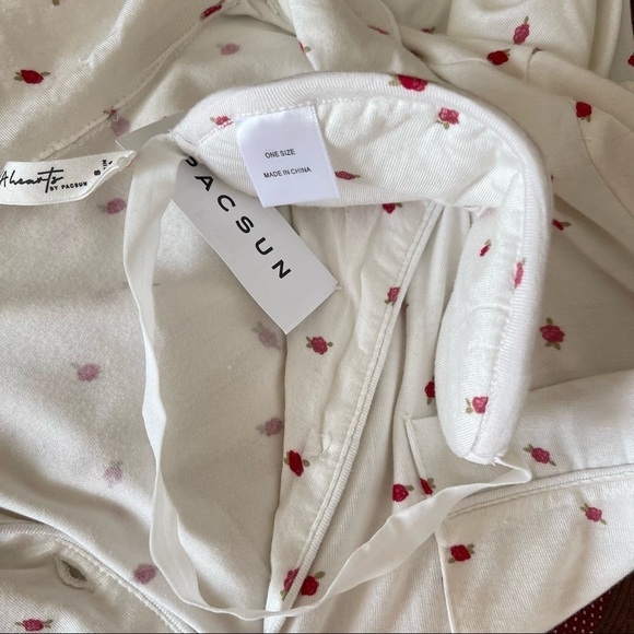 PacSun L.A Hearts Flower Print Eye Mask Pajama Top Set Women’s Size S - Picture 11 of 12